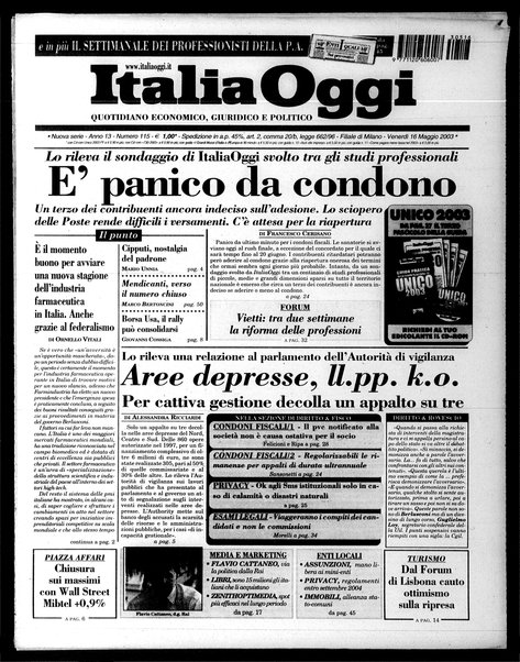 Italia oggi : quotidiano di economia finanza e politica